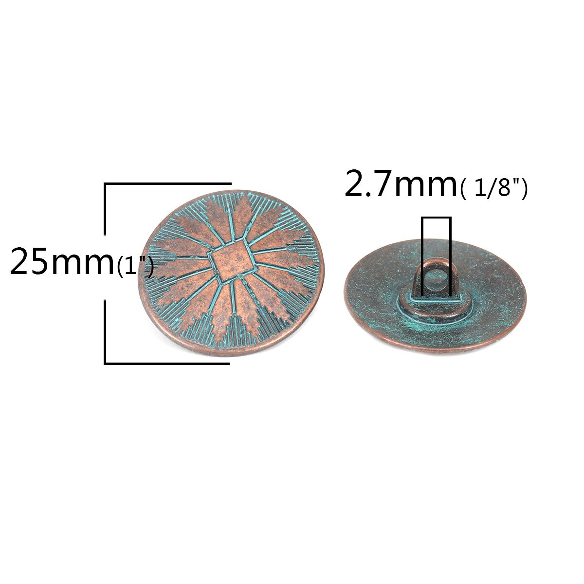 10 stk vintage oval rund metal patina syning skaft knapper nødlidende antik kobber farve knap til diy tøj dekoration: 3
