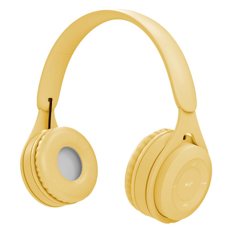 Wireless Bluetooth 5.0 Headphones - Foldable Stereo Over-Ear Headset with Mic & HiFi Sound: Yellow