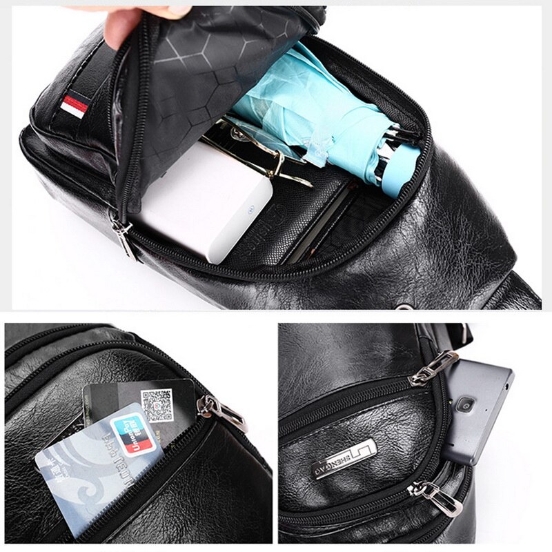waterproof Male Chest bag Leather Crossbody Bags High Capacity Chest Bag Travel Shoulder Pack For Men Bolsos