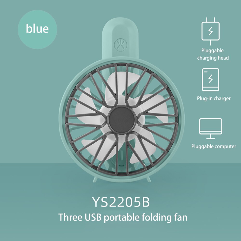 Mini usb-fläkt bärbar handhållen fläkt 180 ° rotation laddningsbart inbyggt batteri 500 mah praktisk luftkylningsfläkt för utomhusbruk: Vit