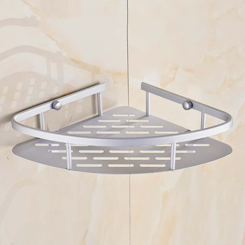Estantes de aluminio para baño, repisa esquinera de pared para cosméticos, almacenamiento de champú y ducha, ganchos de Hardware, color negro y plateado: A