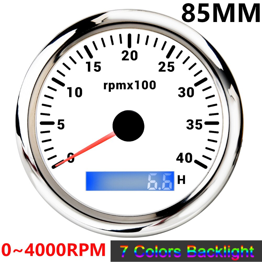 85mm Tachometer 3000 6000 8000 RPM Tacho Mit 7 Farben Hintergrundbeleuchtung Marine Boot RPM Meter Gauge LCD Tacometro Digital stunde Meter: WS 4000 rpm meter
