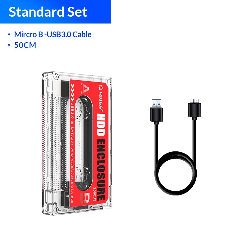 ORICO 2.5 &#39;&#39;Festplatte USB 3,0 Typ-C HDD Gehäbenutzen Externe transparent HDD fallen DIY Aufkleber für SSD HDD Kassette Band: Standard einstellen