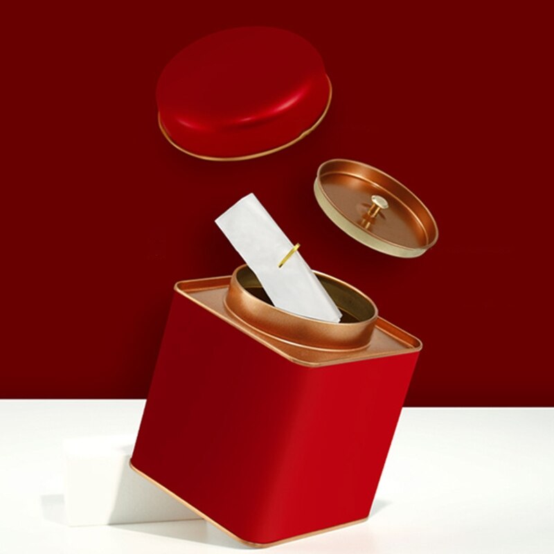 Metal Tinplate Box Square Tea Jar Container Green Tea Storage Box Cans for Food Coffee Herb Candy Chocolate Sugar Spices M21 22
