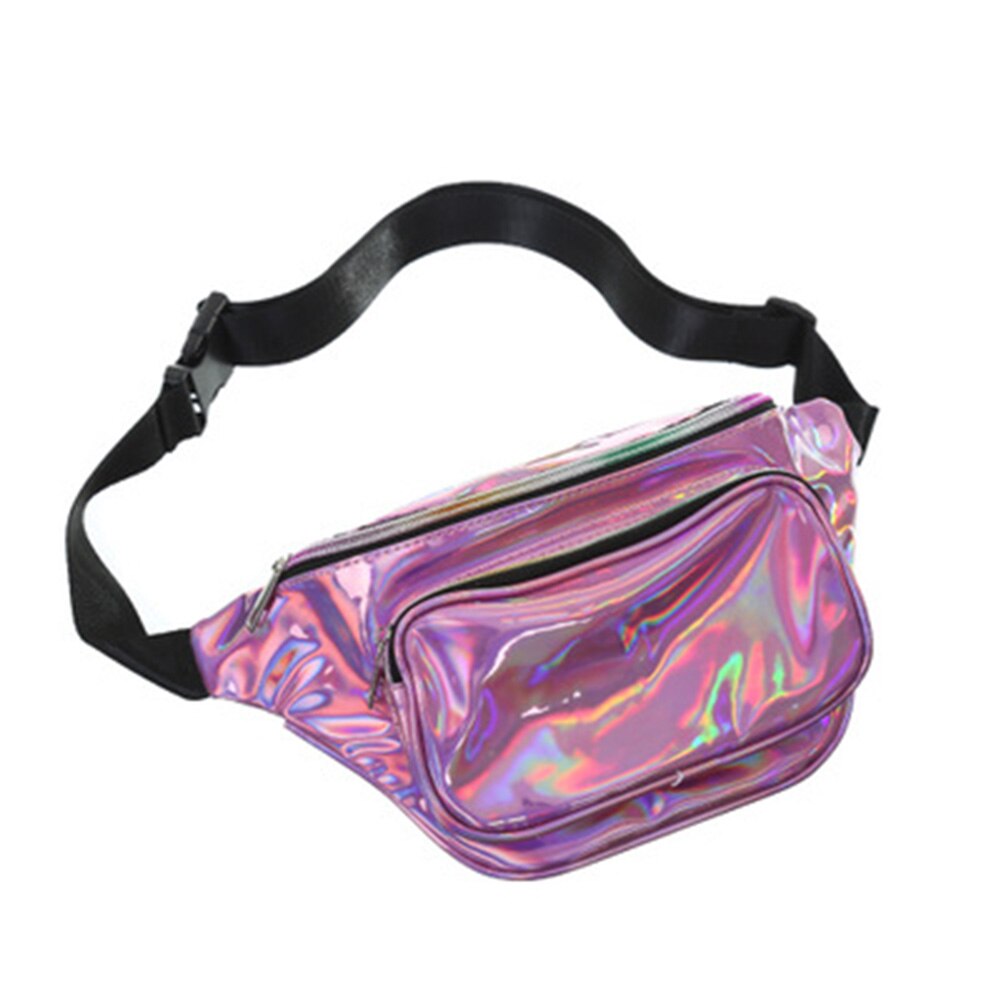 Venda quente mulheres holograma cintura saco pacote crossbody ombro saco de viagem bolsa-b5: Rosa