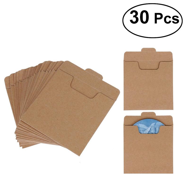 30 sacos para dvd e cd, sacos de papel kraft com manga de papel tipo disco