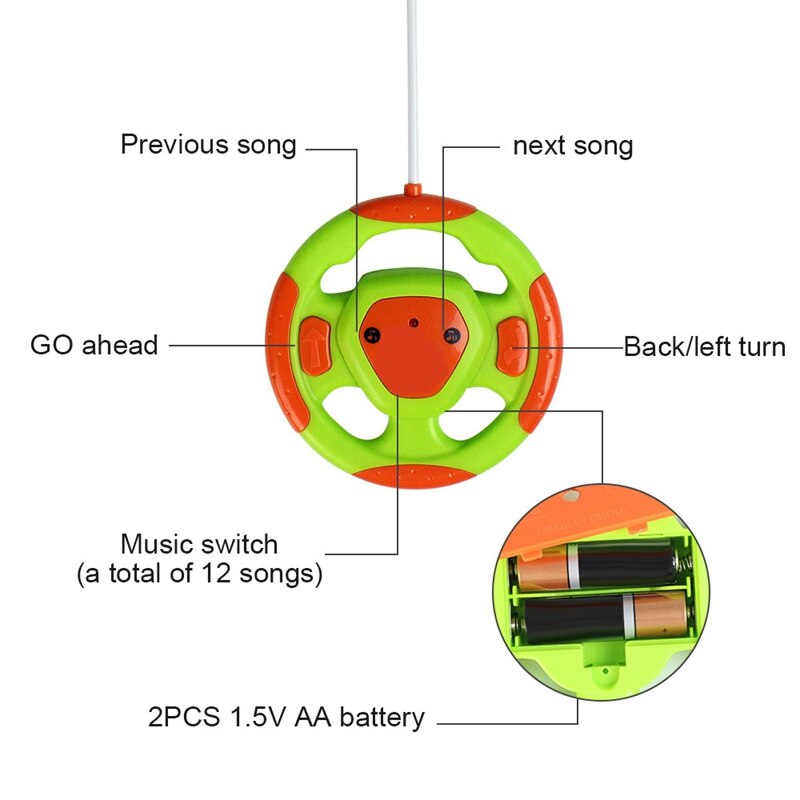 Cartone animato di Controllo Remoto Auto Da Corsa, con Pulsante di Musica e Fari A LED, Driver di Bambola, Sicuro e Durevole, radio di Controllo del Giocattolo per il Bambino