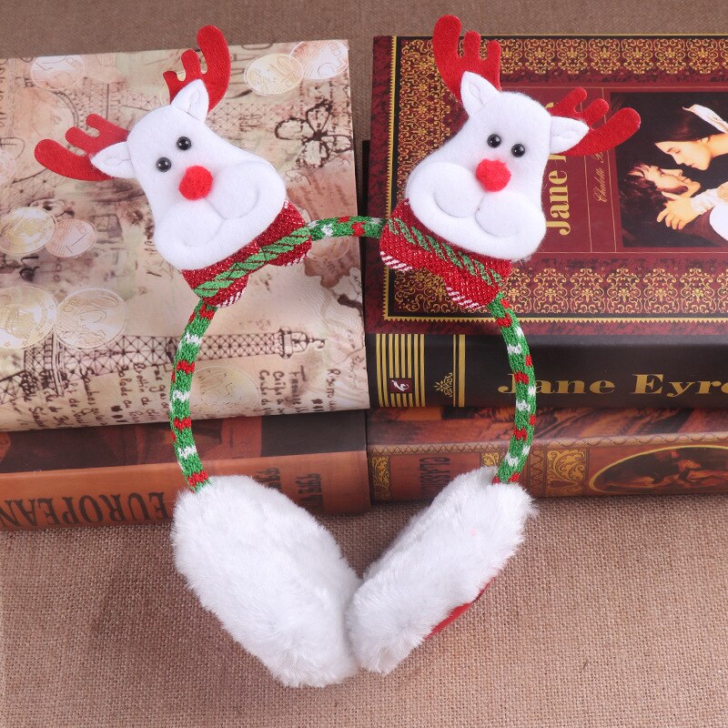 10pcs Christmas Earmuffs Reindeer Snowman Santa Claus Soft Headband Winter Accessories Party Dress Up Birthday Wedding Cosplay: deer