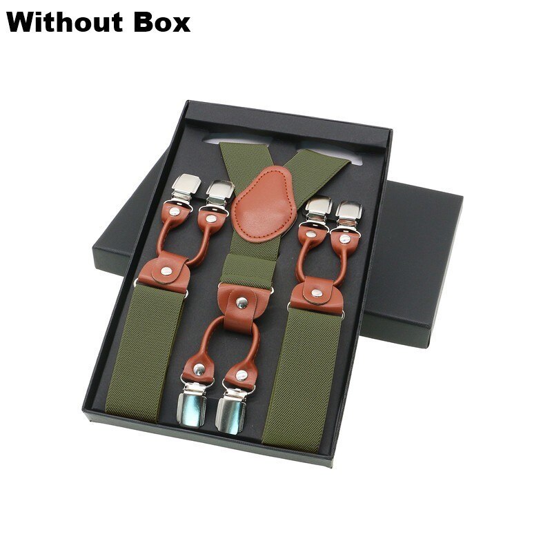 Tirantes de 6 clips para hombre, tirantes Unisex informales a la , tirantes elegantes para camisa de cuero marrón, correa ajustable para cinturón, para papá: Verde esmeralda