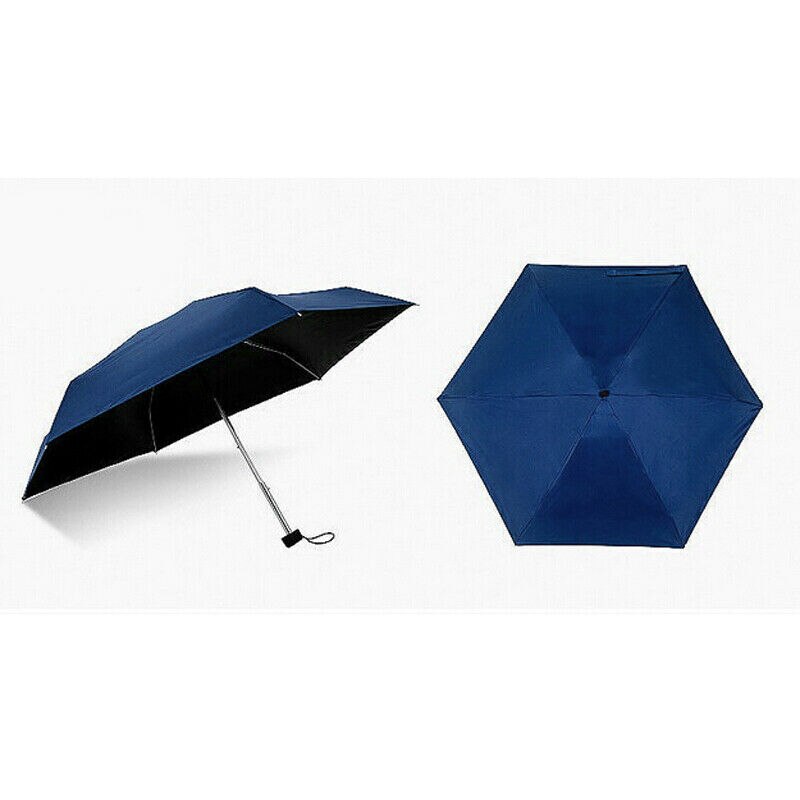 Sunny Rainny Pocket Umbrella Anti UV Mini Five-folding Windproof Lightweight Travel Women: Navy Blue