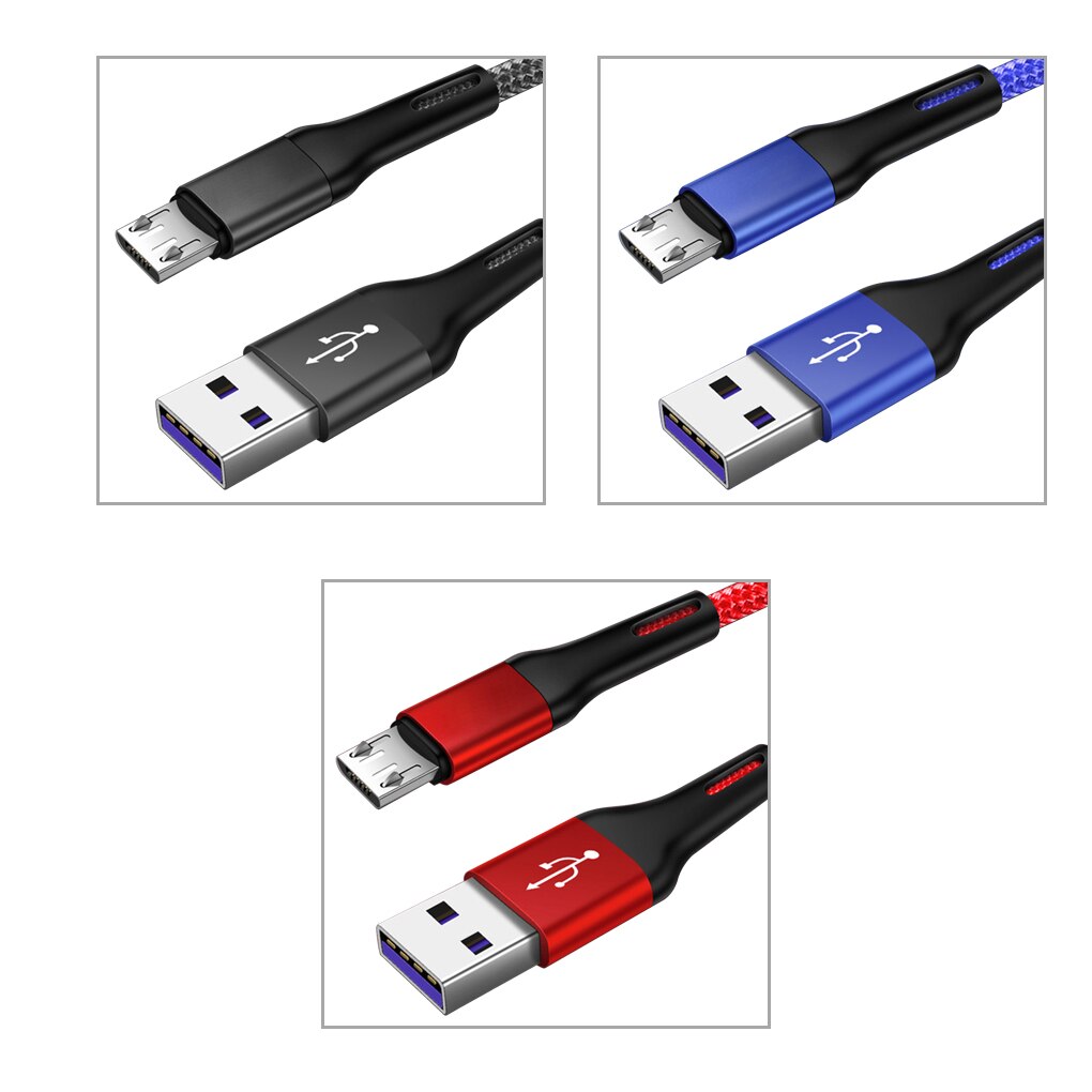 Micro Usb Kabel 3A Nylon Snel Opladen Usb Data Kabel For A Voor Samsung Xiaomi Tablet Android Mobiele Telefoon Usb Oplaadkabel