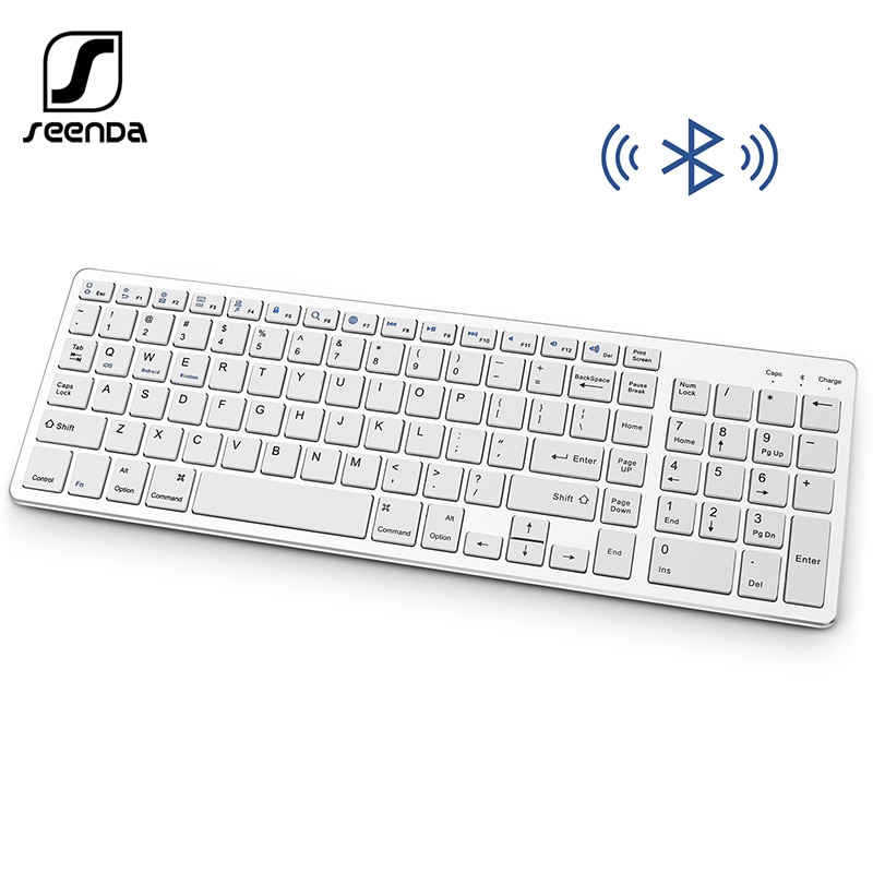 SeenDa Clavier Bluetooth Rechargeable Portatif Sans Fil Clavier avec Pavé numérique Pleine Grandeur pour Ordinateur Portable Ordinateur De Bureau TABLETTE