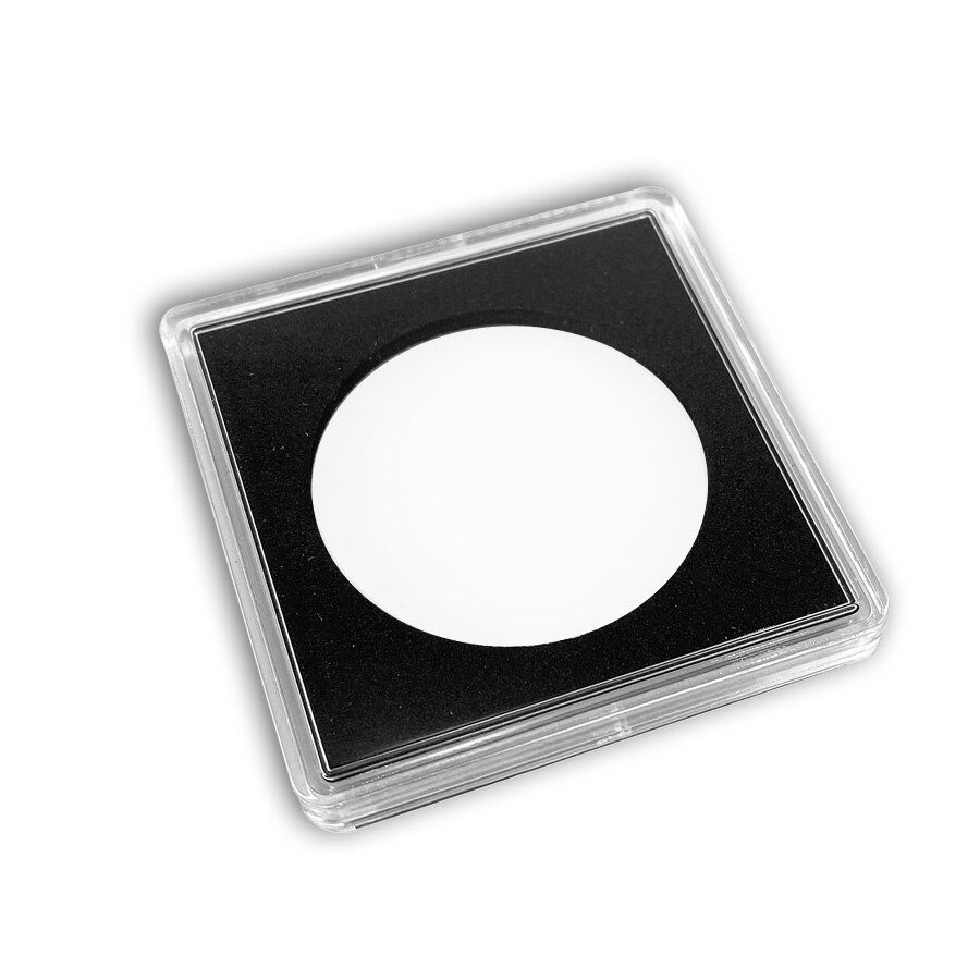 Quadrum snaplock holder med sort pakning  - 37 mm indvendig diameter, passer til østrig 1 oz sølv filharmonisk mønt, akryl