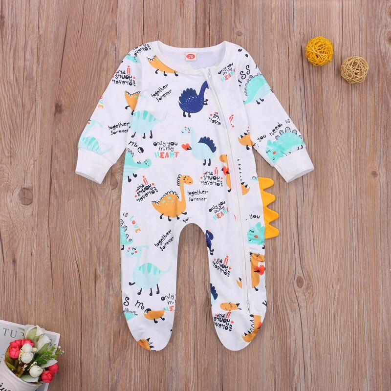 Wallarenear 0-12m bebê recém-nascido infantil menino menina footies macacão animal prinetd manga longa o-pescoço macacão roupas