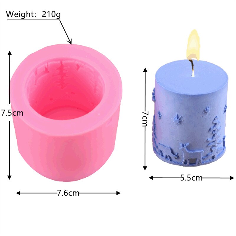 cylinder miękka świeca silikonowa formy tłoczone choinki łoś Jeleń wzór w renifery glina dekorowanie formy robić narzędzi gipsowych: Mold 2