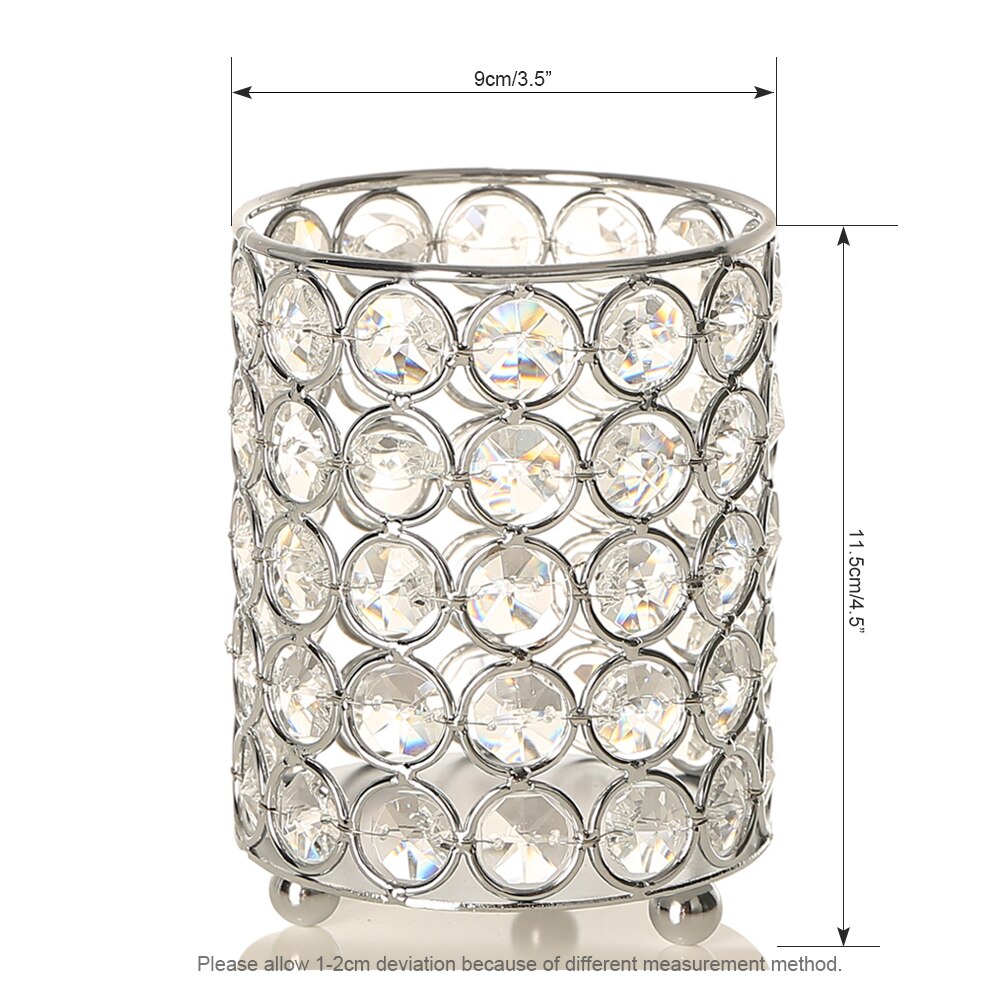 VINGIANT Crystal Cylinder Flower Vases Candle Holders for Home Wedding Table Centerpieces Halloween Decoration Handmade: Silver 5 Floor