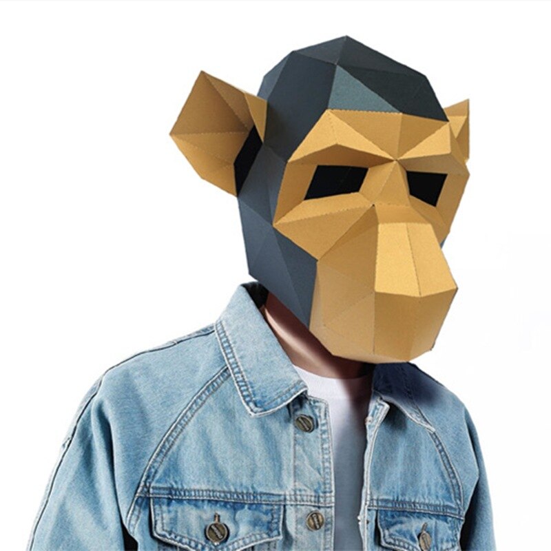 Mascarilla de papel moldeado de Origami, máscara facial completa hecha a mano, creativa, divertida, para fiestas de baile, accesorios de cámara, Juguetes