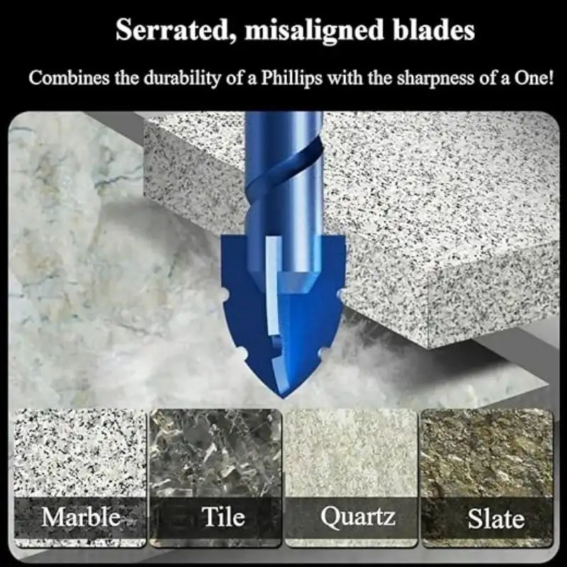 Xiaomi Trapano eccentrico ad alta durezza Foratura di precisione 6/8/10/12/14mm Punzonatura in ceramica di vetro Punta da trapano per lastre di roccia Taglio compensare