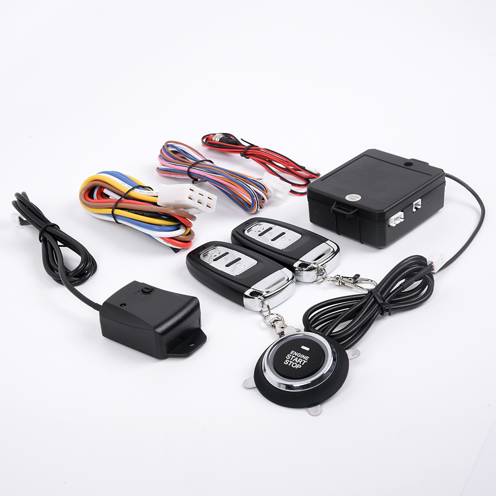 Tænding start push system fjernbetjeningssæt  dc 12v sensor antenne en knap vibrationsalarm