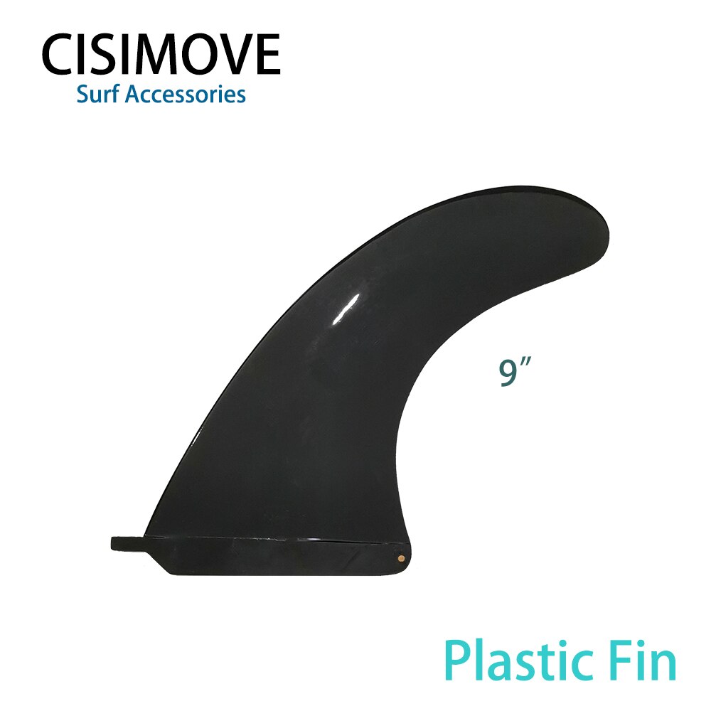 CISIMOVE, fibra negra, cola central de vidrio, aleta única para tabla larga Surf SUP: 9 inch plastic