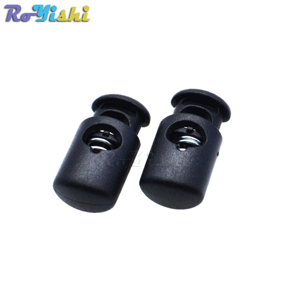 25 unids/pack de plástico negro resortes con forma de barrilete cable traba tapones alterna 20,5mm * 10mm