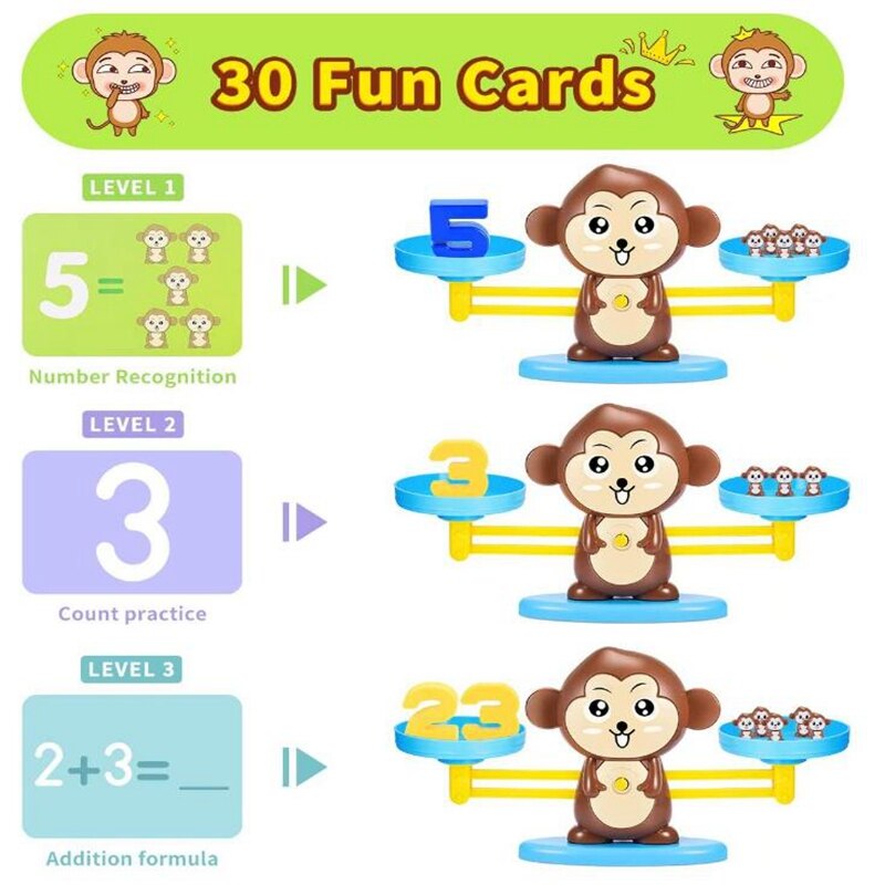 Singe Balance comptage Cool jeu de mathématiques-tige jouet, adapté pour 3, 4 et 5 ans outil éducatif d'enseignement des mathématiques pour enfants