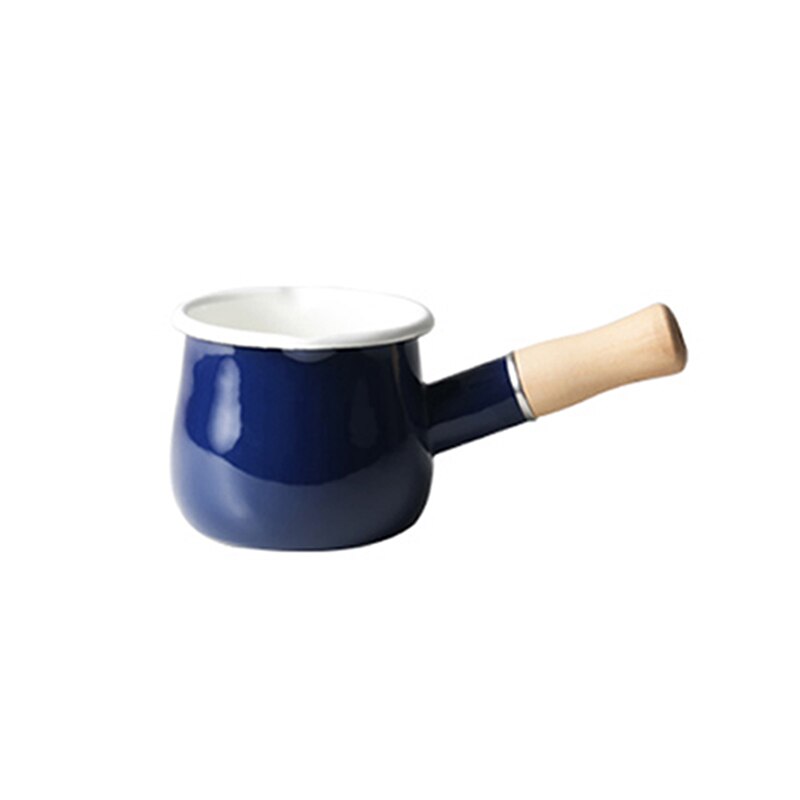 Japanse Stijl Emaille Melk Pan Met Houten Handvat Koffie Verwarming Pan Keuken Dubbele Nozzle Huishoudelijke Babyvoeding Koken Pot ZA382: color5