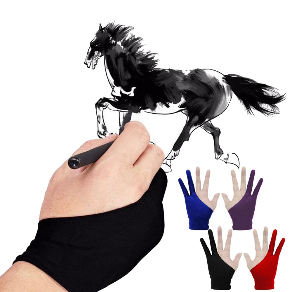 Gants de dessin à 2 doigts pour artiste , Anti-salissure pour tablette graphique, stylo de dessin, taille M, 4 pièces