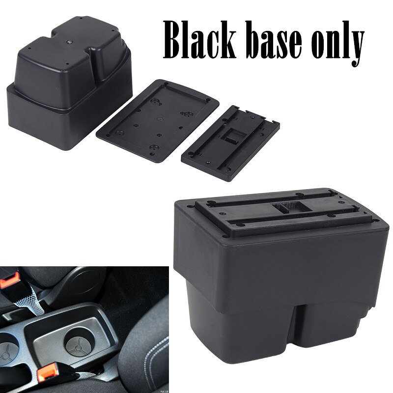 For Ford Fiesta Armrest box For Ford Fiesta MK7 central Store Centre Console box with USB LED light: Black base only