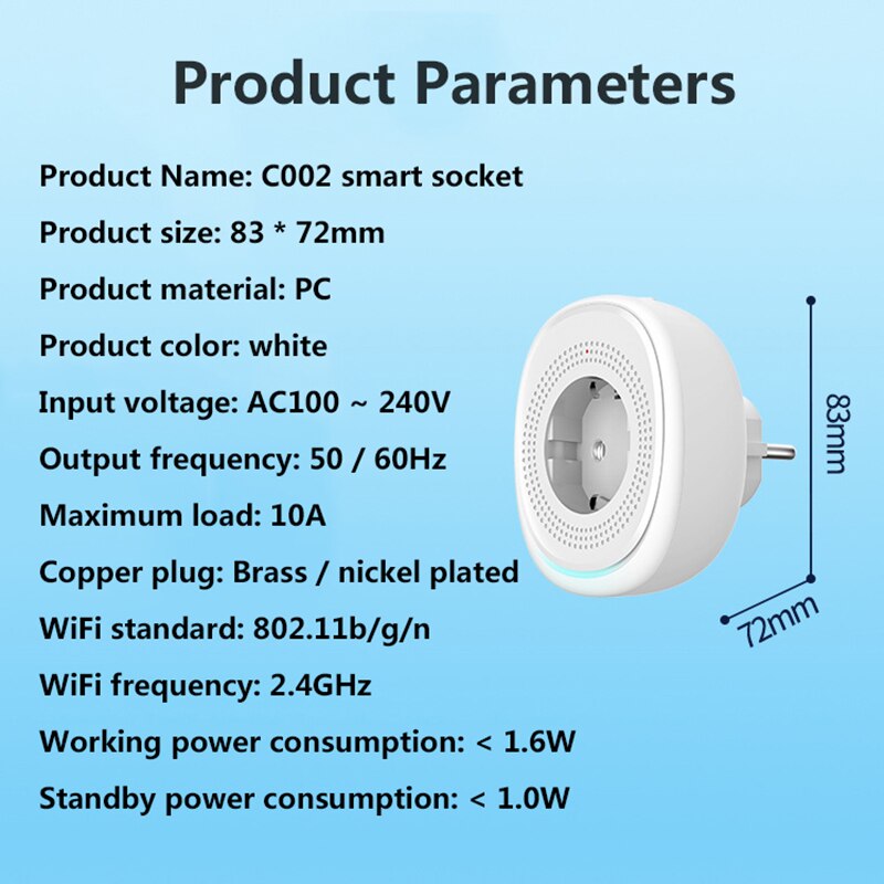 Smart WiFi USB Socket Double Port EU Plug Smart Plug With LED Support for Alexa Google Home Smart WiFi Socket