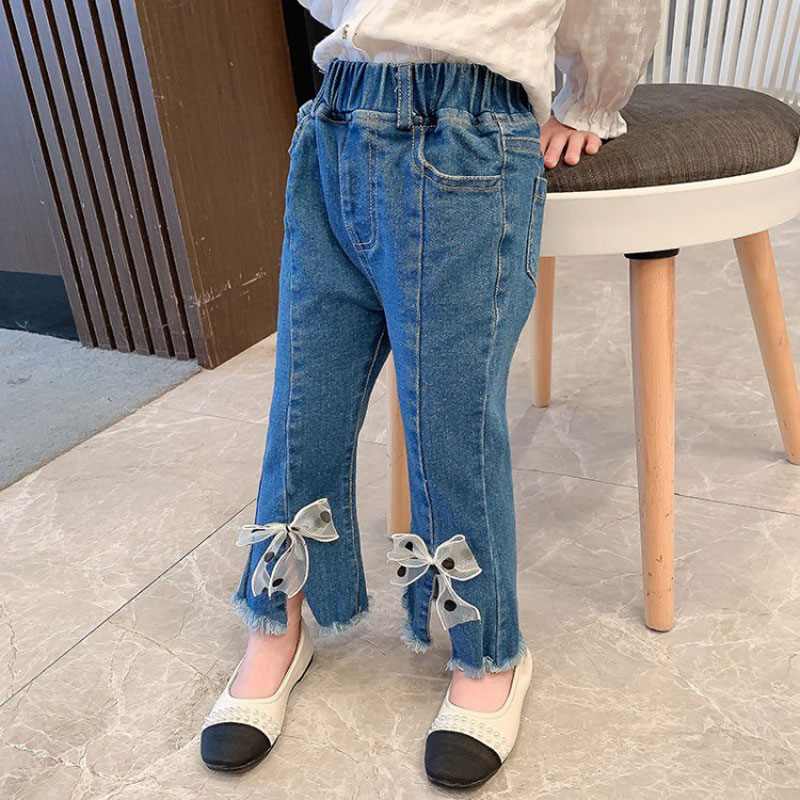 Babyjeans flickbyxor enfärgade jeans för flickor vår höst barn flickor avslappnad stil småbarnskläder
