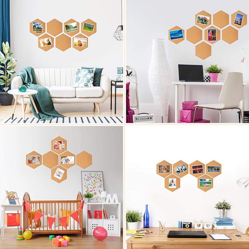 Style Message Wood Frame Bulletin Cork Board Home Hexagonal Square Circle Photo Wall Decor Office Home Decoration
