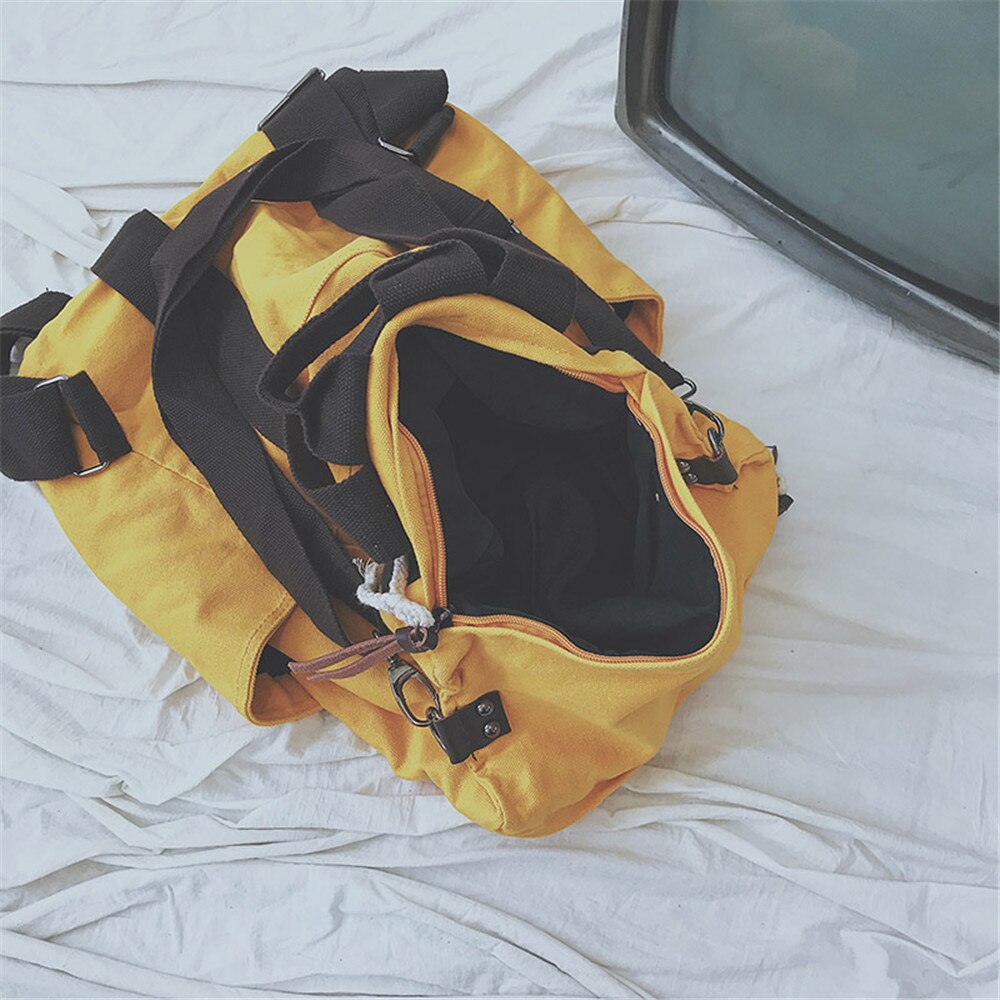 Mochila de viaje de gran capacidad de Color sólido, mochila de lona para ordenador portátil, mochila para mujer, mochila escolar para adolescentes, bolsa de hombro de viaje diario