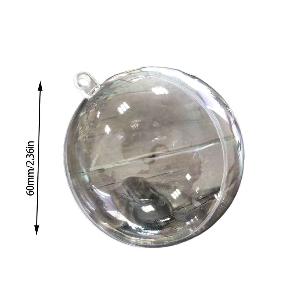 5 pièces arbre de noël boules claires remplissables boules bricolage remplissable sphère 4/6/8cm Transparent ouvert en plastique décorations de noël boule