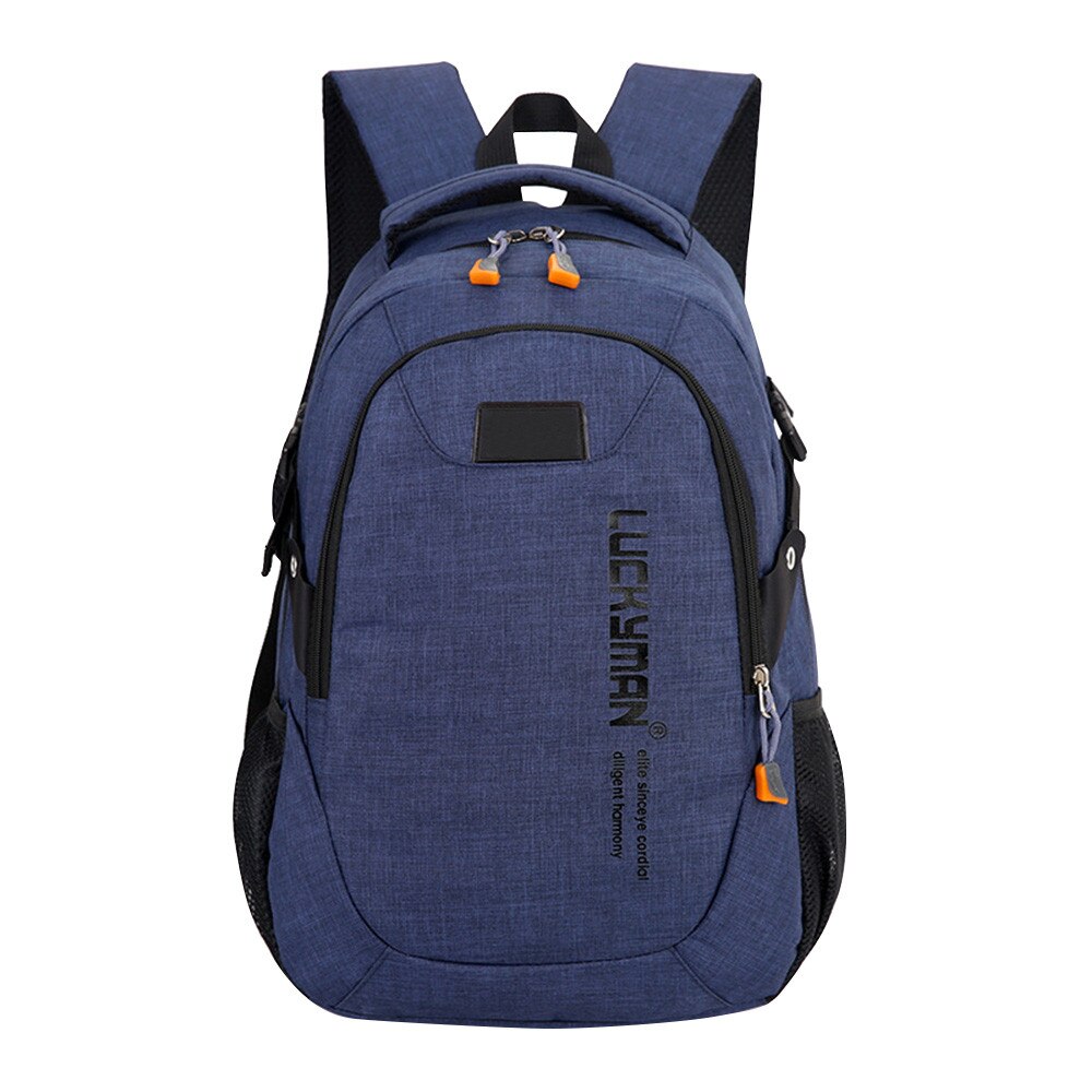 Men's Backpack Male Canvas Laptop Travel Backpacks Computer Bags High School Student College Bag Outdoor Shoulder Bag: Deep Blue