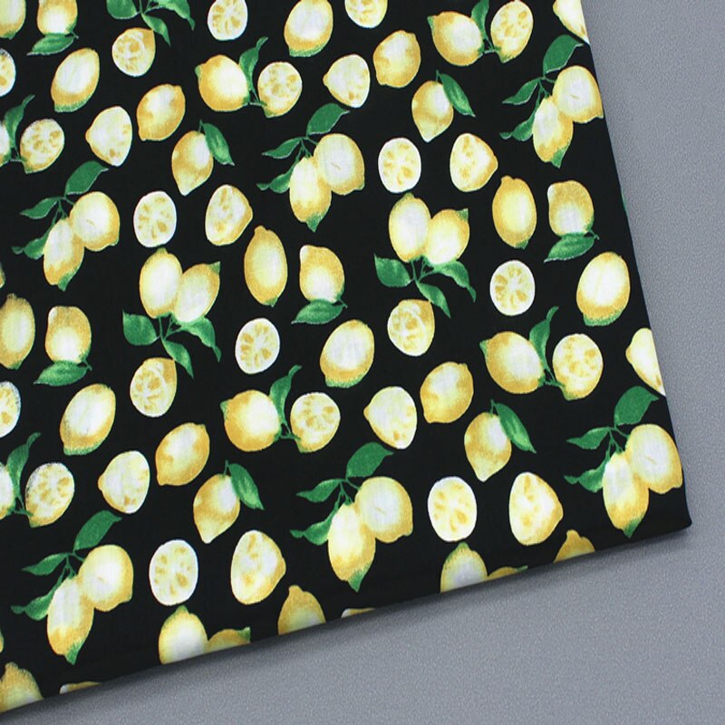 100% liso de popelina de algodón fruta fresca de naranja con estampado de limones de tela popelina de algodón 50x140cm tela de cuadros Patchwork