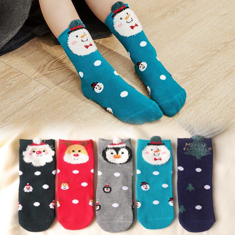 Chaussettes de noël père noël enfants unisexe noël coton Festival motif rayé chaussettes de neige pour fille bébé enfants jambières