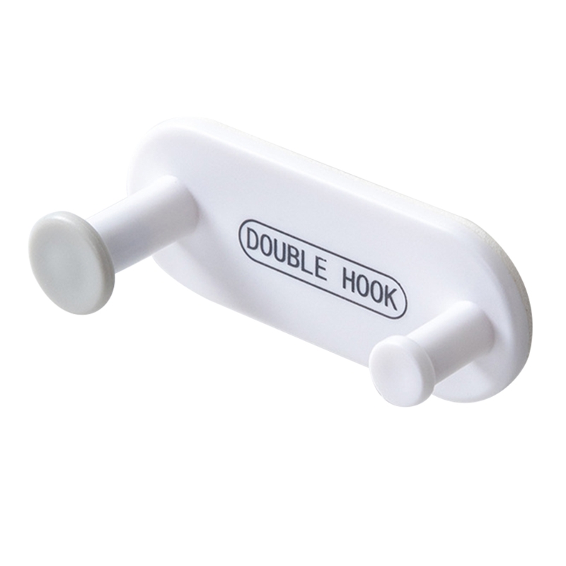 4Pcs Wall Mount Plastic Key Holder Double Hooks Cable Organizer Self-Adhesive Multifunction Jewelry Rack Clothes Hanger