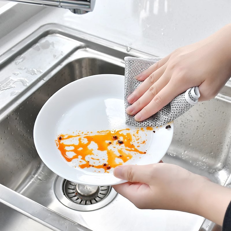 Paño de limpieza de cocina, trapo de limpieza de alambre de acero reutilizable, sartenes, estufa, eliminación de óxido, paño de limpieza mágico, herramientas de limpieza