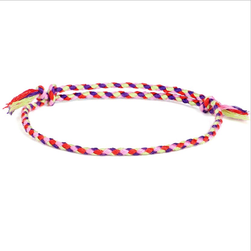 Pulsera de cuerda multicolor trenzada hecha a mano para hombre y mujer, brazalete ajustable étnico, joyería, de pareja: 7