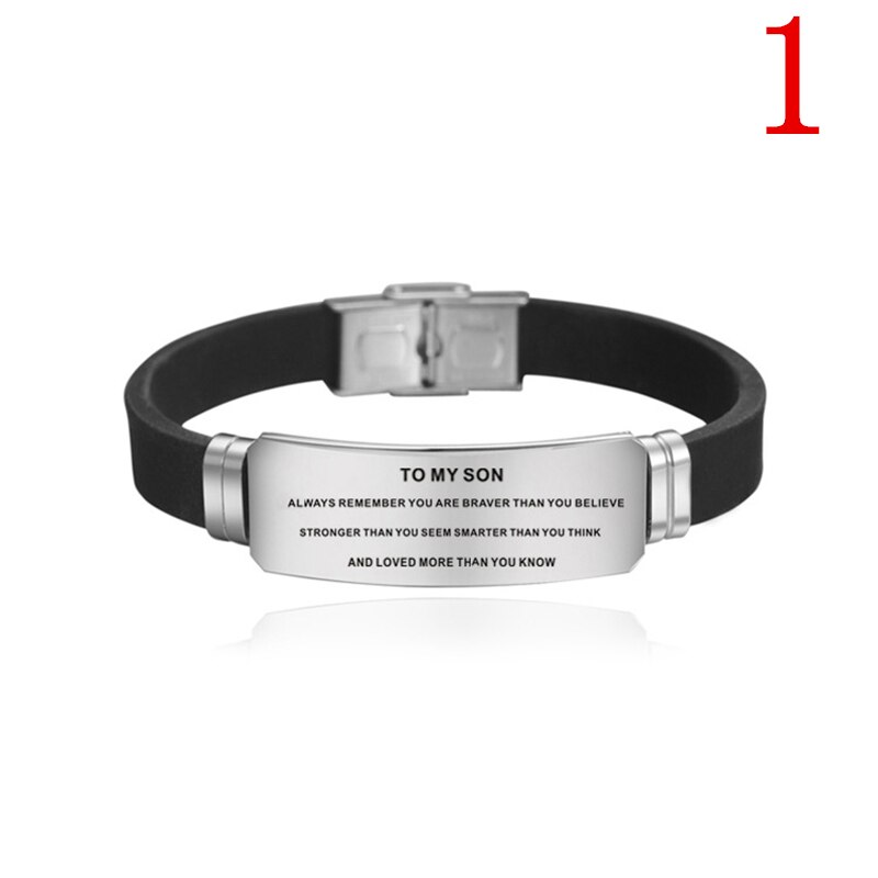 To My Son Encourage Jewelry Men Wristband Stainless Steel Silicone Bracelets For Boys Bangle Love From Love Mom: 1