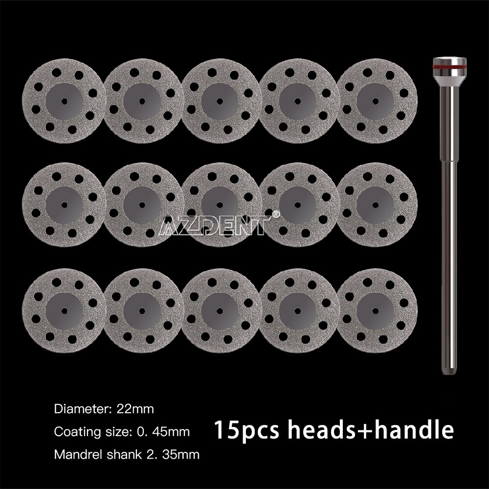 Disco de corte de diamante de laboratorio Dental, herramienta de disco de doble cara para máquina pulidora, cabezal de pulido Dental: 15 Set B