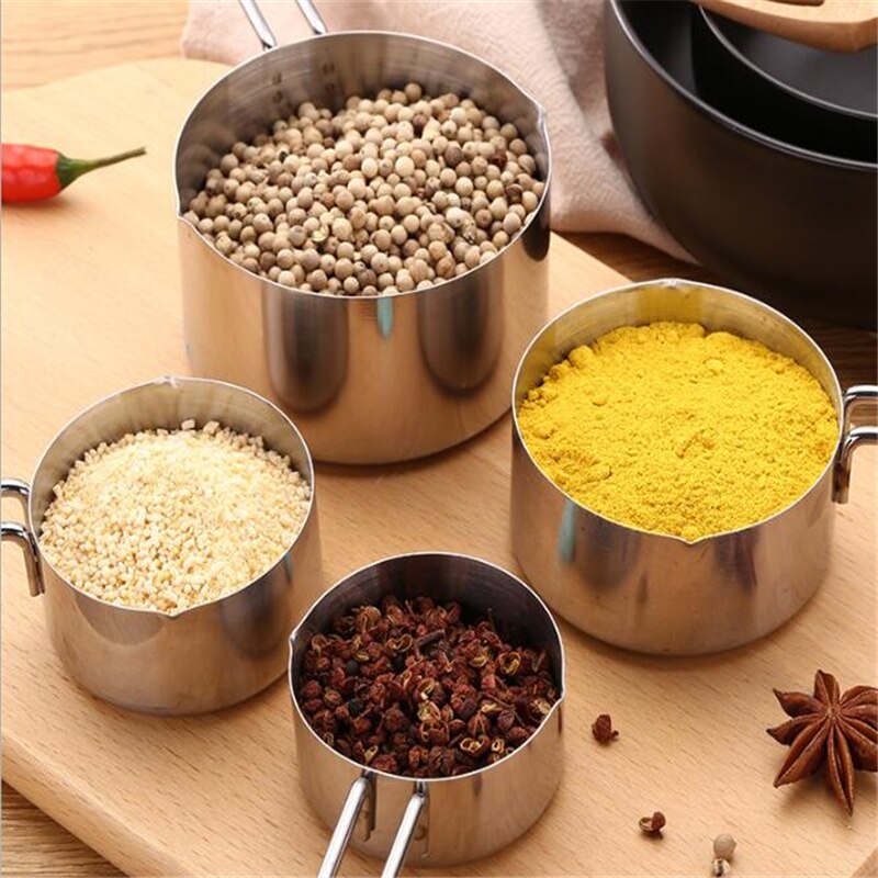 Cuillères à mesurer en acier inoxydable, 4 pièces/ensemble, cuillère à café en poudre, tasse à mesurer, balance de cuisine, outils de pâtisserie