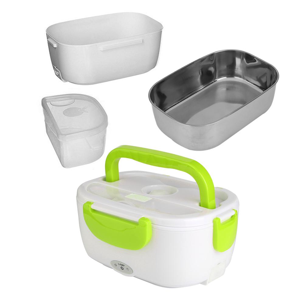 2 in 1 Electric Lunch Box 1.5 L Car and US/EU Plug stainless steel inside Food-Grade Food Container Food Warmer Dinnerware Sets