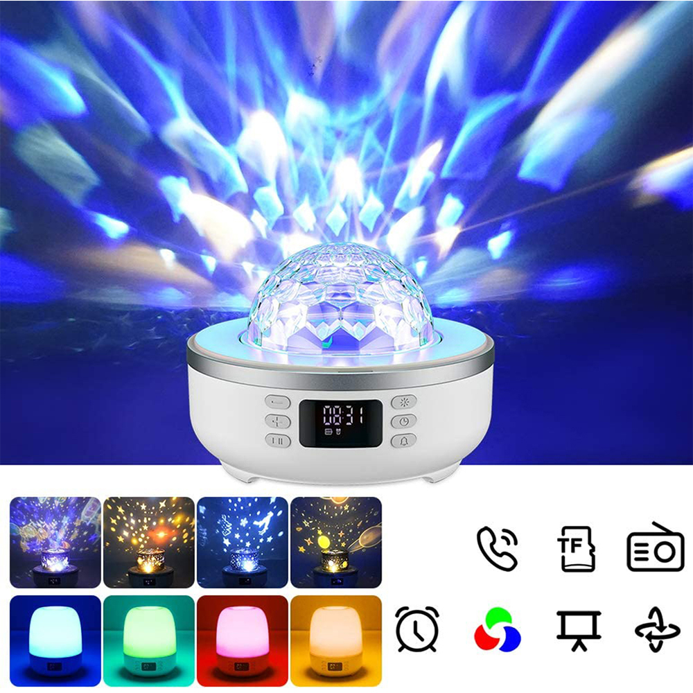 Drahtlose Lautsprecher 360 Grad Drehung Projektor Nacht Licht LED Lampe Digitale Uhr Bluetooth Musik-Spieler Unterstützung TF SD Karte YYK
