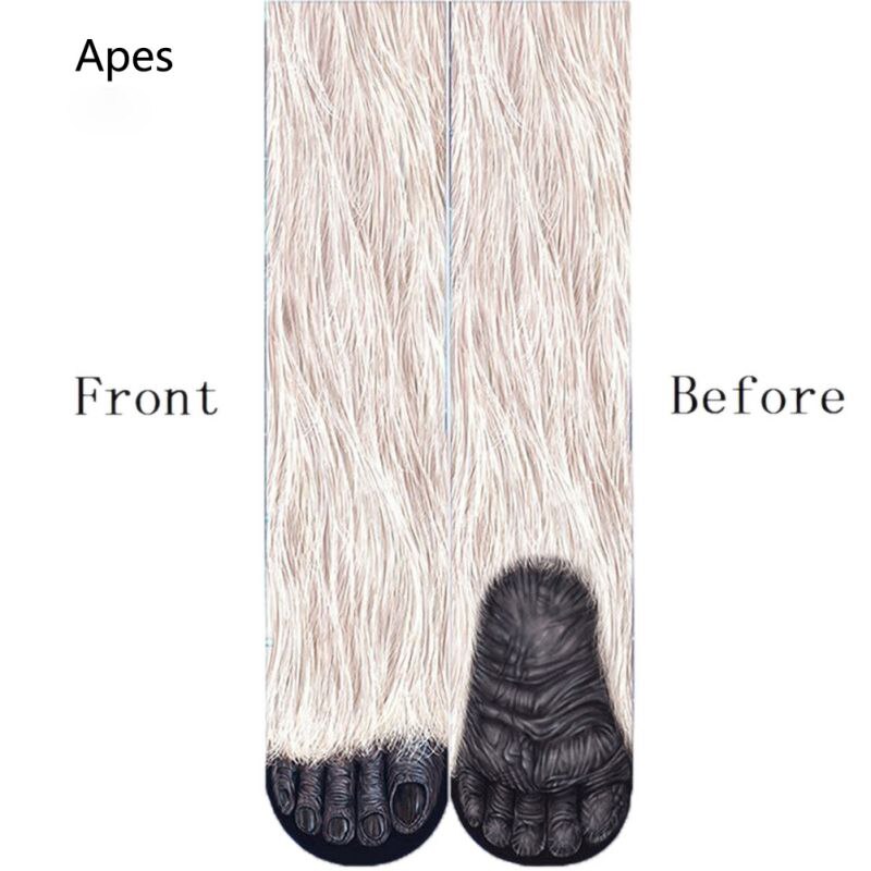 Adult children 3D Print Animal Paw Socks Unisex Crew Cat Long Stocks Elastic Breathable sport Sock Duck Horse Cat Paw cow Hoof: F / 40cm