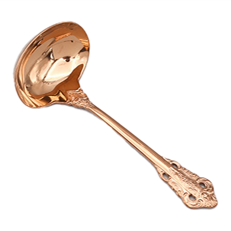 Gorgeous 304 Stainless Steel Gravy Spoon, Antique Small Spoon for Stirring, Mirror Finished Soup Ladle Spoonn: Rose Gold