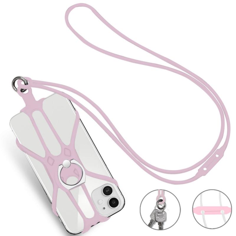 Siliconen Lanyard Universele Lanyard Mobiele Telefoon Neck Opknoping Touw Sling Voor Android Ios Mobiele Telefoon Bandjes: pink