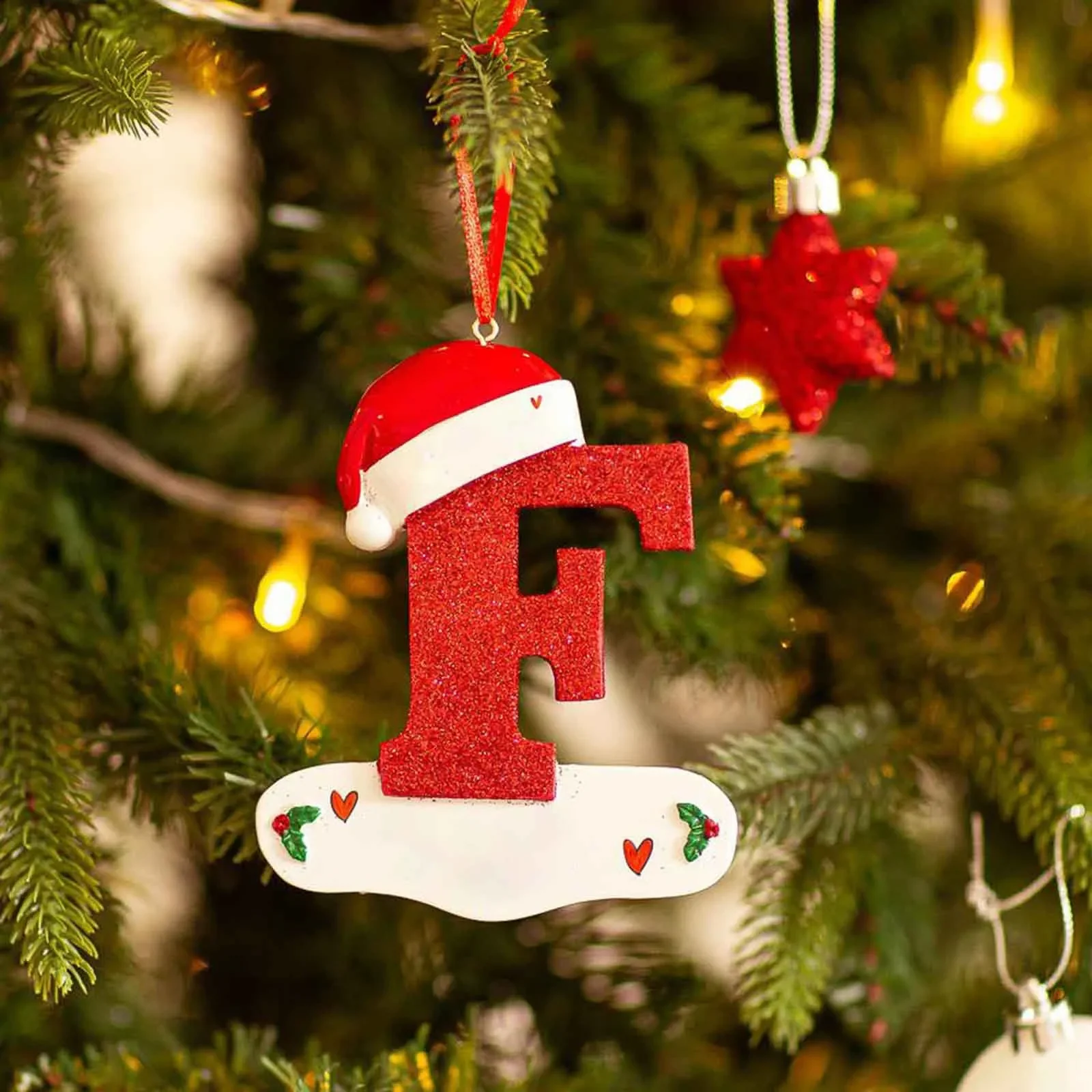 Christmas Tree Decoration Letter Pendant 26 Letters Home acrylic DIY Pendant Xmas Year Decor Ornament navidad: WHITE