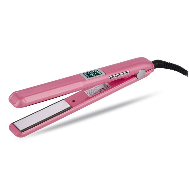 Piastra per capelli professionale a infrarossi 2 in 1 e bigodino 1.25 pollici tormalina ceramica titanio ioni negativi ferro galleggiante 3D: Colore rosa / EU